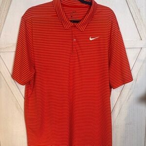 Nike Men's Polo Shirt in orange and White Stripes